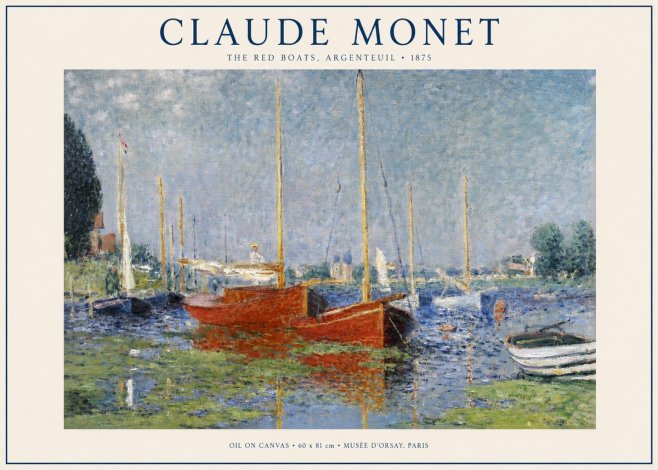 Monet The Red Boats, Argenteuil No1 - Juliste