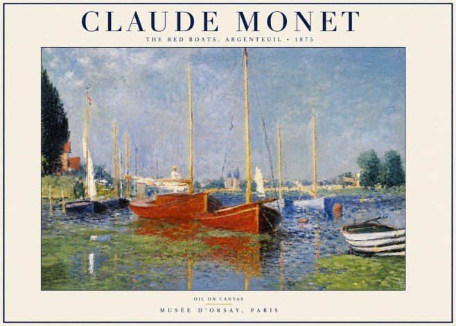 Monet The Red Boats, Argenteuil No5 - Juliste