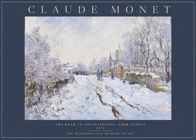 Monet The Road in Louveciennes, Snow Effect No2 - Juliste