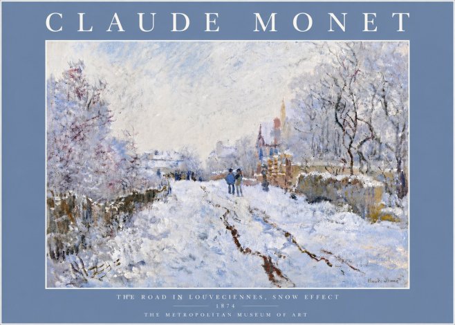 Monet The Road in Louveciennes, Snow Effect No6 - Juliste