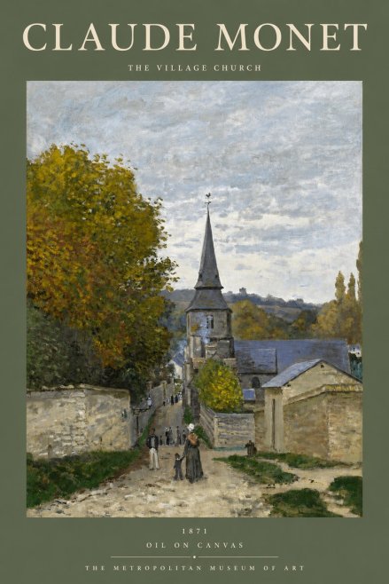 Monet The Village Church No2 - Juliste