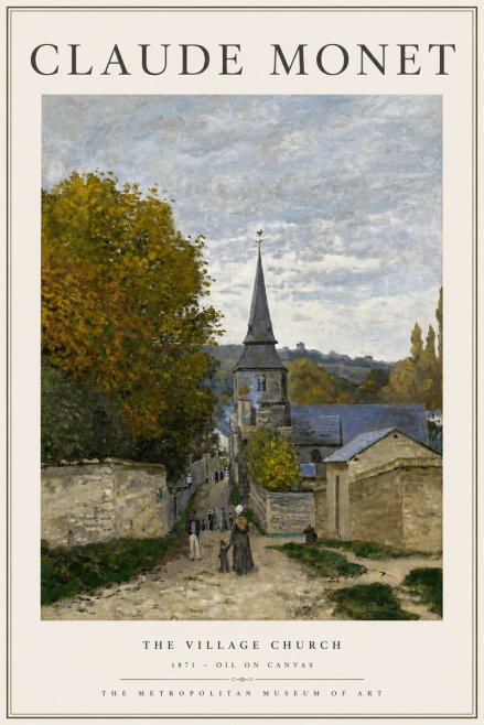 Monet The Village Church No3 - Juliste