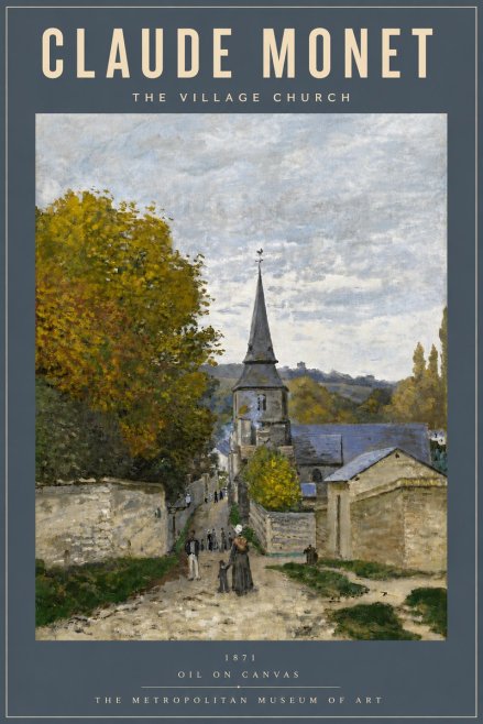 Monet The Village Church No4 - Juliste