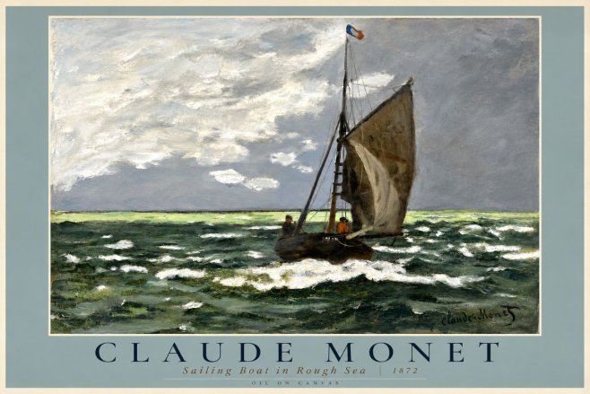 Monet Sailing Boat in Rough Sea No2 - Juliste