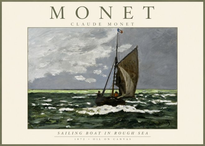 Monet Sailing Boat in Rough Sea No3 - Juliste