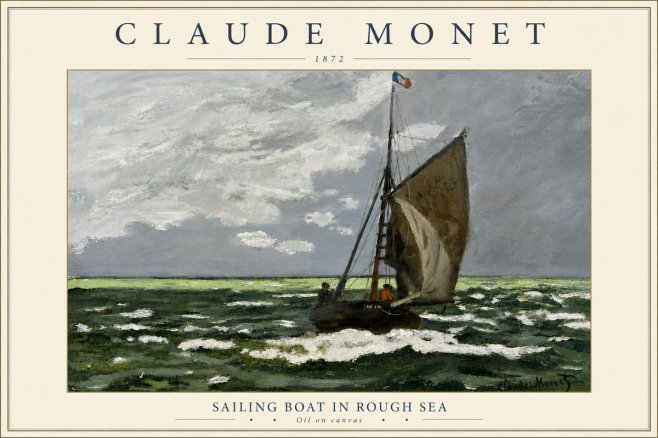 Monet Sailing Boat in Rough Sea No5 - Juliste