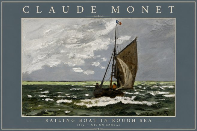Monet Sailing Boat in Rough Sea No6 - Juliste