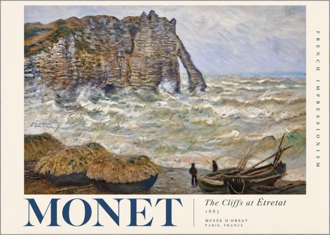 Monet The Cliffs at Etretat No4 - Juliste