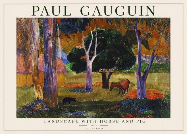 Paul Gauguin Landscape with Horse and Pig No1 - Juliste