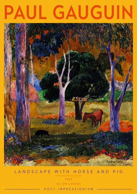 Paul Gauguin Landscape with Horse and Pig No2 - Juliste