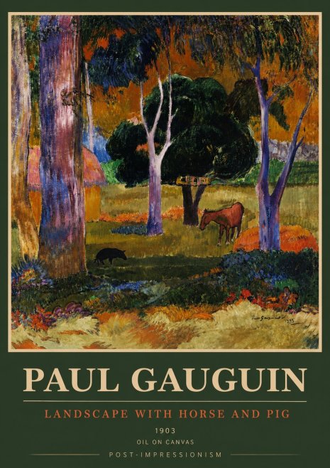 Paul Gauguin Landscape with Horse and Pig No3 - Juliste