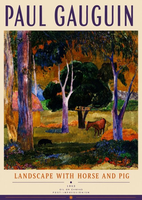 Paul Gauguin Landscape with Horse and Pig No5 - Juliste