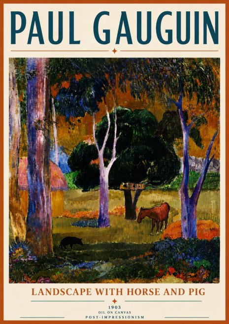 Paul Gauguin Landscape with Horse and Pig No6 - Juliste
