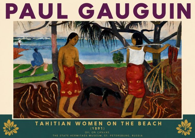 Paul Gauguin Tahitian Women on the Beach (1891) No6 - Juliste