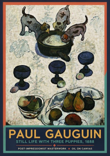 Paul Gauguin Still Life with Three Puppies, 1888 No4 - Juliste