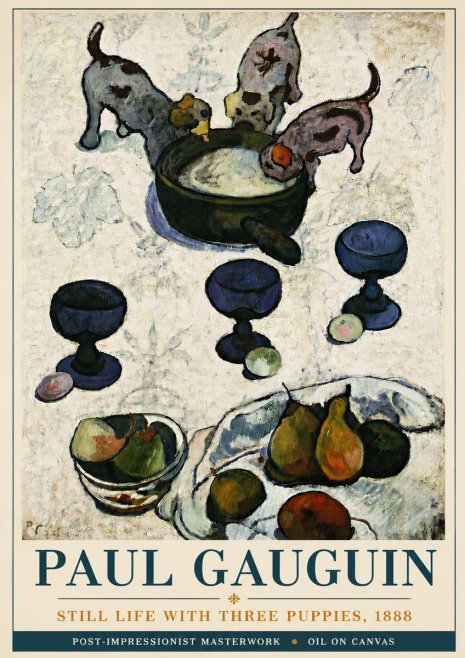 Paul Gauguin Still Life with Three Puppies, 1888 No5 - Juliste