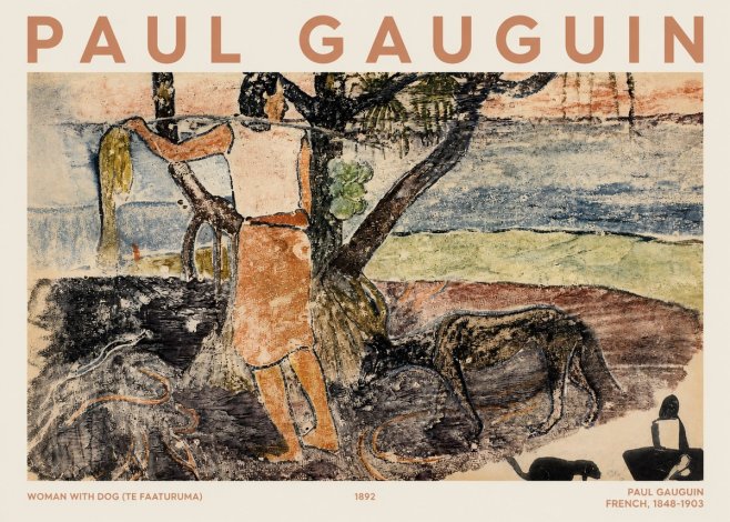 Paul Gauguin Woman with Dog (Te Faaturuma) No1 - Juliste