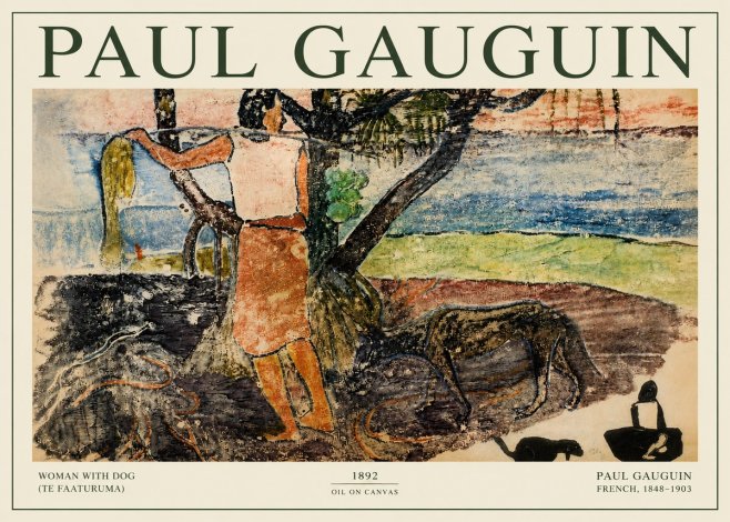 Paul Gauguin Woman with Dog (Te Faaturuma) No3 - Juliste