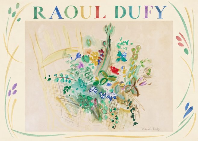 Raoul Dufy Bouquet in a Basket No2 - Juliste