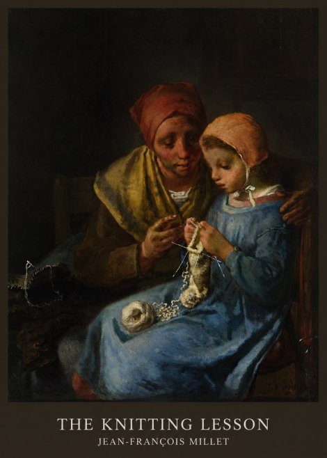 Jean-François Millet The Knitting Lesson I No5 - Juliste