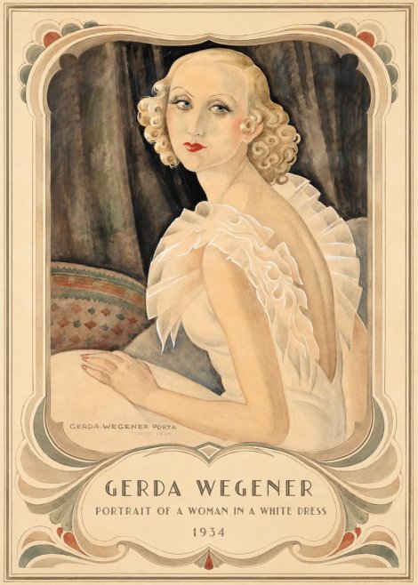 Gerda Wegener Portrait of a Woman in a White Dress No3 - Juliste