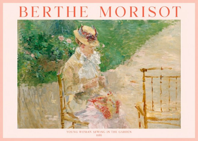 Berthe Morisot Young Woman Sewing in the Garden No1 - Juliste