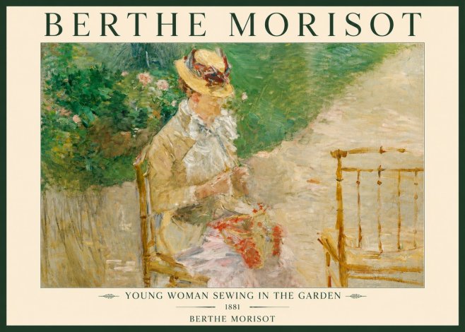 Berthe Morisot Young Woman Sewing in the Garden No2 - Juliste