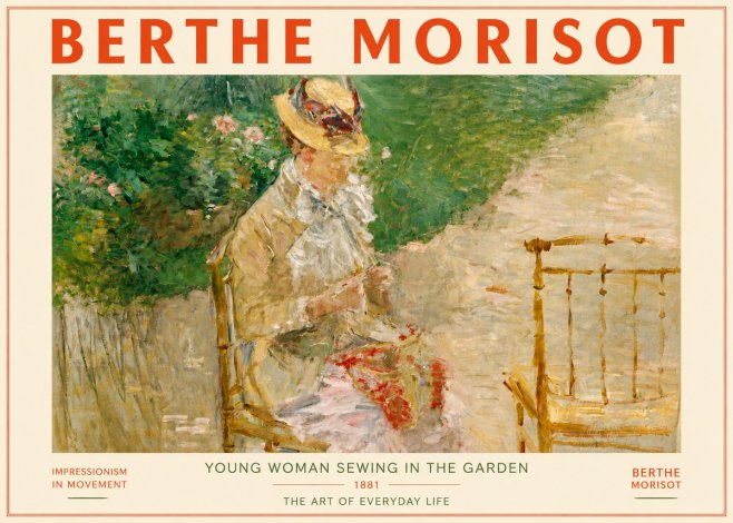 Berthe Morisot Young Woman Sewing in the Garden No4 - Juliste