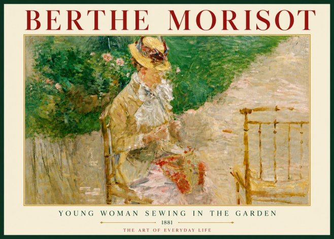 Berthe Morisot Young Woman Sewing in the Garden No6 - Juliste