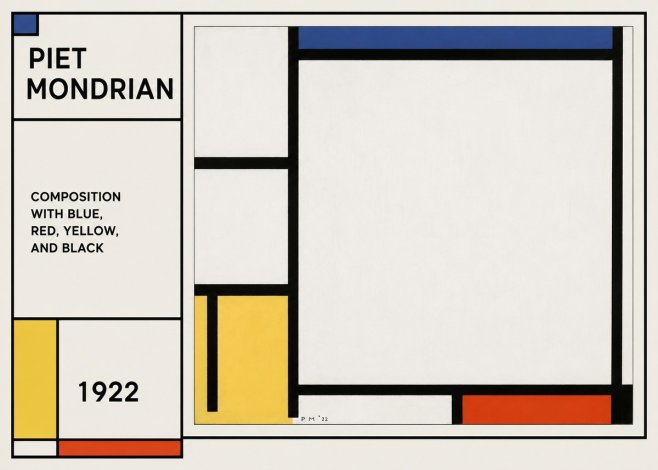 Piet Mondrian Composition with Blue, Red, Yellow, and Black No1 - Juliste
