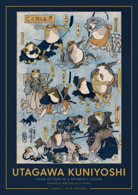 Utagawa Kuniyoshi Frog Actors in a Dramatic Scene No3 - Juliste