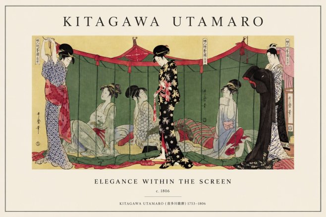 Kitagawa Utamaro Elegance Within the Screen No1 - Juliste