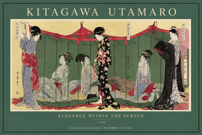Kitagawa Utamaro Elegance Within the Screen No2 - Juliste