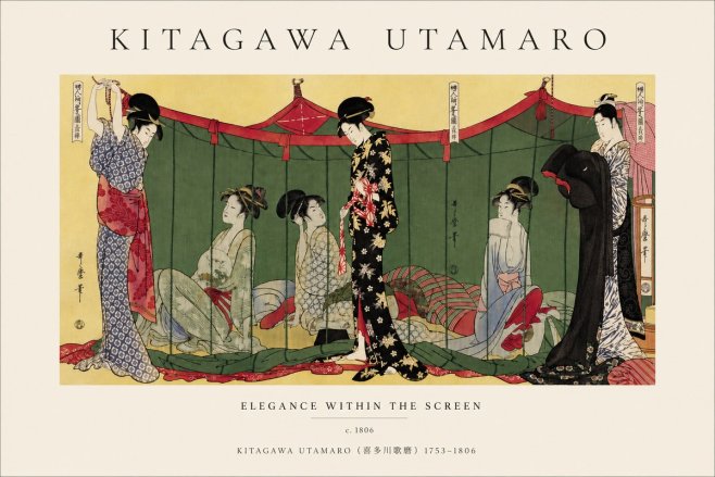 Kitagawa Utamaro Elegance Within the Screen No3 - Juliste