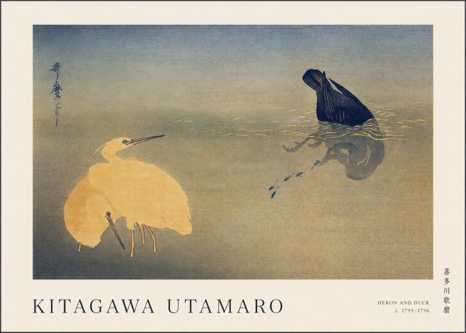 Kitagawa Utamaro Heron and Duck No1 - Juliste