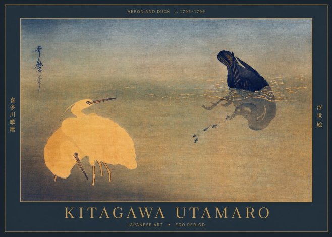 Kitagawa Utamaro Heron and Duck No2 - Juliste