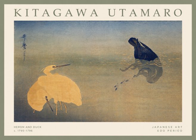 Kitagawa Utamaro Heron and Duck No4 - Juliste