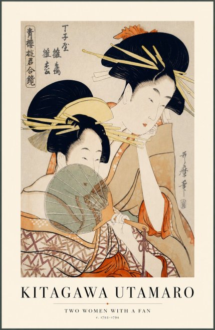 Kitagawa Utamaro Two Women with a Fan No1 - Juliste