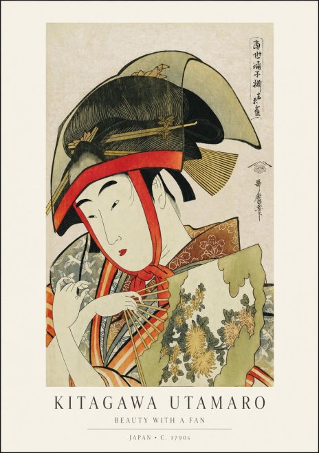 Kitagawa Utamaro Beauty with a Fan I No1 - Juliste