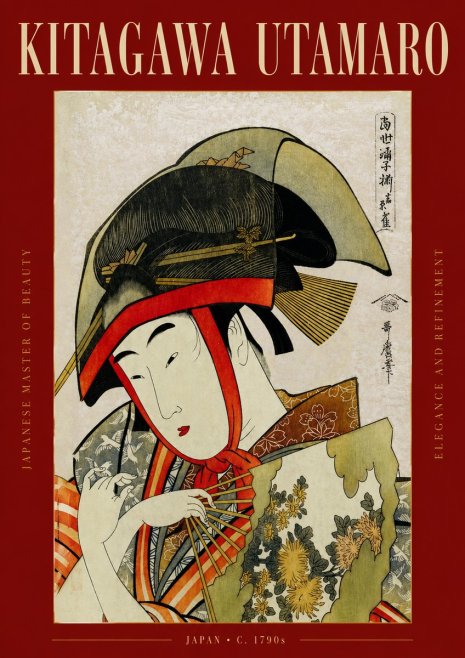 Kitagawa Utamaro Beauty with a Fan I No3 - Juliste