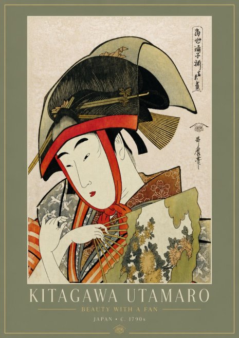 Kitagawa Utamaro Beauty with a Fan I No5 - Juliste