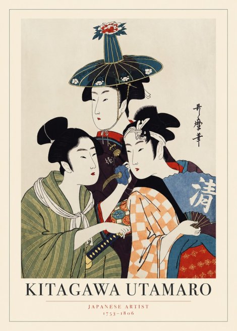 Kitagawa Utamaro Three Beauties No1 - Juliste
