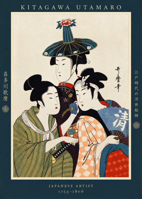Kitagawa Utamaro Three Beauties No2 - Juliste