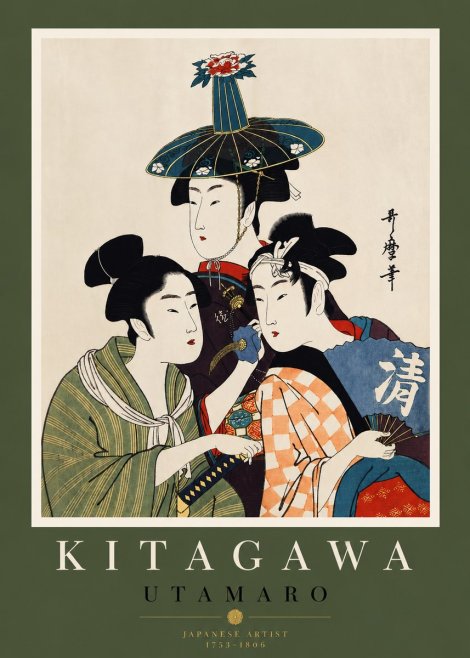 Kitagawa Utamaro Three Beauties No4 - Juliste