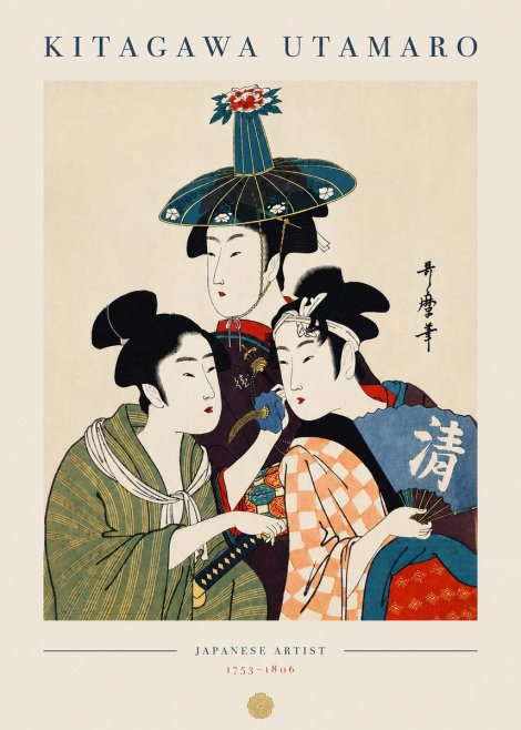Kitagawa Utamaro Three Beauties No6 - Juliste