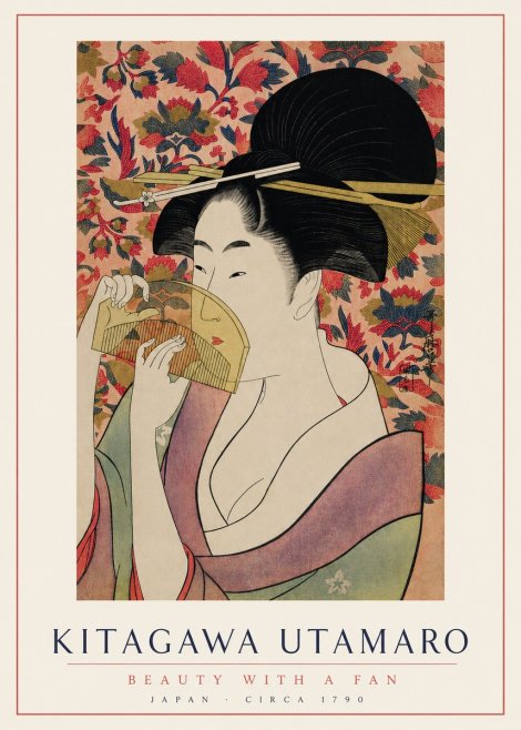 Kitagawa Utamaro Beauty with a Fan II No3 - Juliste