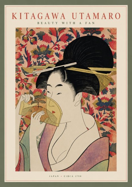 Kitagawa Utamaro Beauty with a Fan II No5 - Juliste
