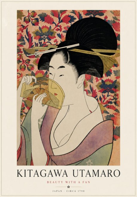 Kitagawa Utamaro Beauty with a Fan II No6 - Juliste