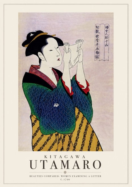 Kitagawa Utamaro Beauties Compared: Women Examining a Letter No3 - Juliste