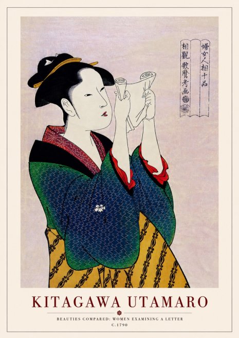 Kitagawa Utamaro Beauties Compared: Women Examining a Letter No5 - Juliste